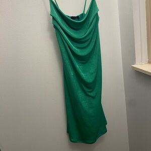 Chic Green Draped Mini Dress